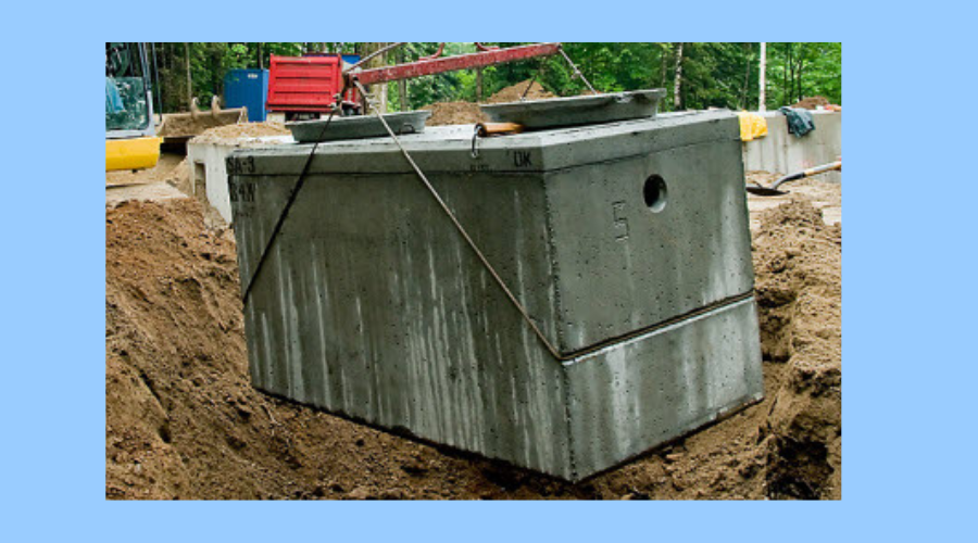 Septic tank being installed