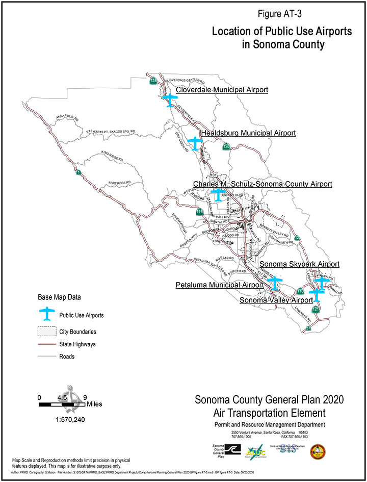Map AT3 Location of Public Use Airports in Sonoma County