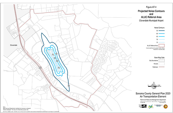 Map AT4 Projected Noise Contours and ALUC Referral Area Cloverdale Municipal Airport