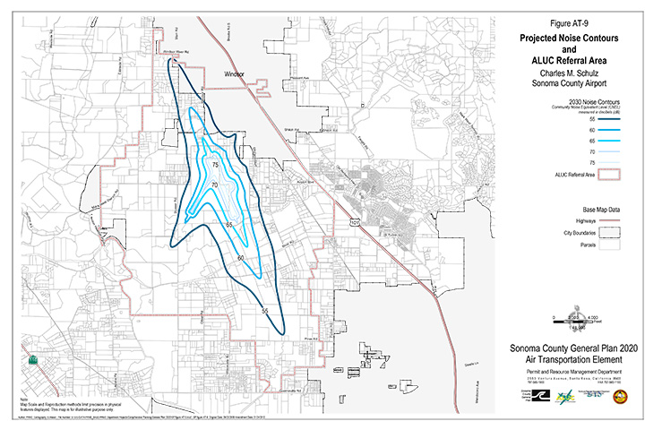 Map AT9 Projected Noise Contours and ALUC Referral Area Charles M. Schulz Sonoma County Airport