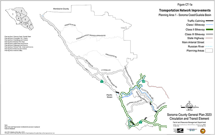 Map CT1a Planned Road and Highway Improvements: Sonoma Coast Gualala Basin
