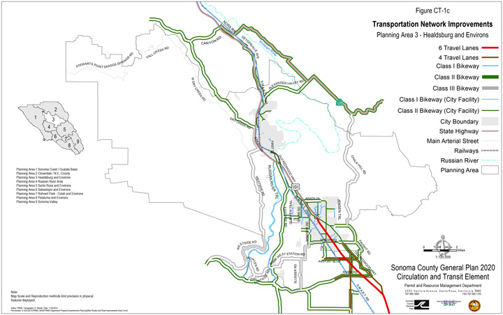 Map CT1c Planned Road and Highway Improvements Healdsburg and Environs