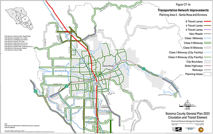 Map CT1e Planned Road and Highway Improvements Santa Rosa and Environs