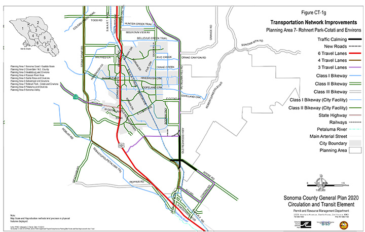 Map CT1g Planned Road and Highway Improvements Rohnert Park-Cotati and Environs