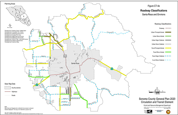 Map CT4e Roadway Classifications Santa Rosa and Environs