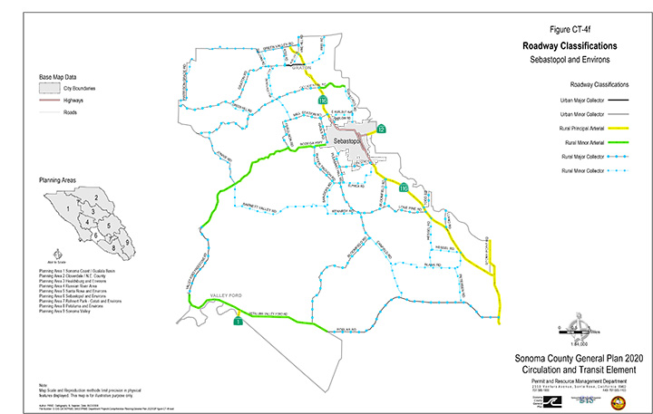 Map CT4f Roadway Classifications Sebastopol and Environs