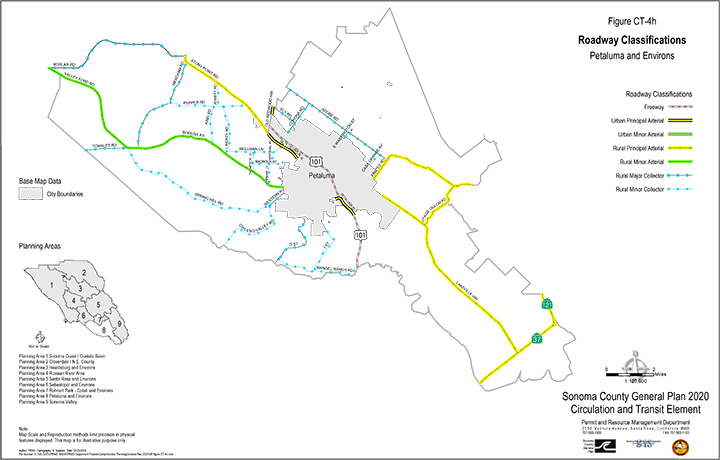 Map CT4h Roadway Classifications Petaluma and Environs