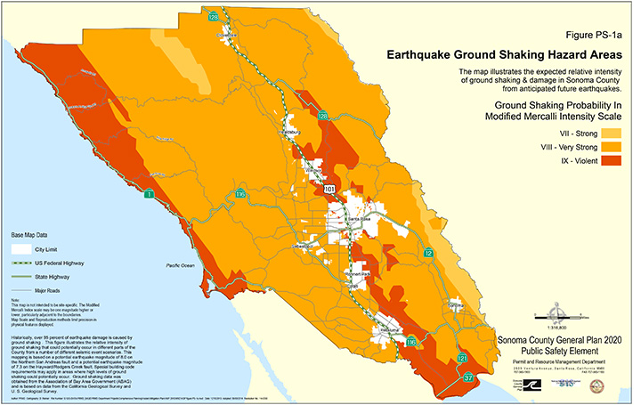 Map PS1a Earthquake Ground Shaking Hazard Areas