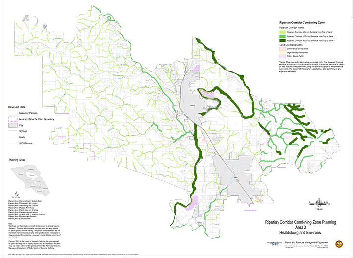 Riparian Corridor Healdsburg Planning Area 3 Map