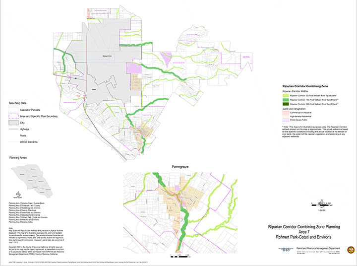 Riparian Corridor Rohnert Park Planning Area 7 Map