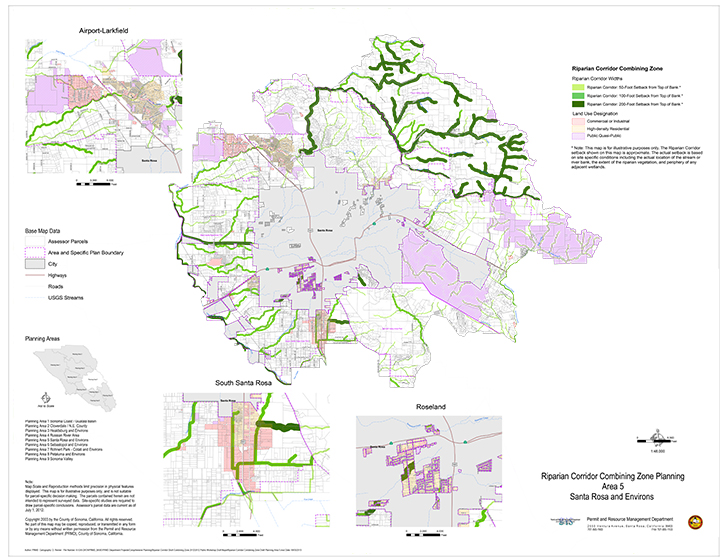 Riparian Corridor Santa Rosa Planning Area 5 Map