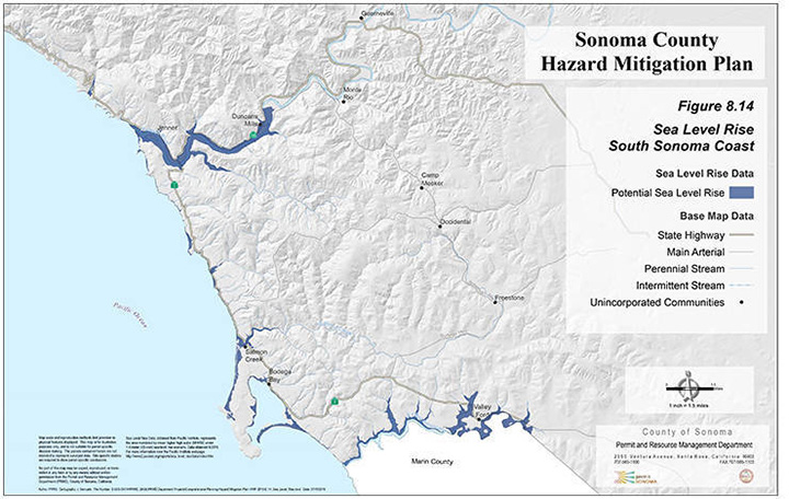 Sea Level Rise — South Sonoma Coast Map