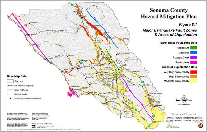 Faults and Areas of Liquefaction Map