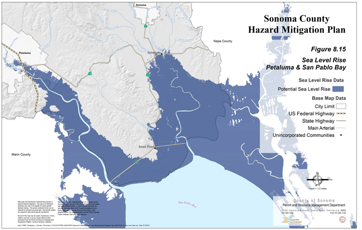Sea Level Rise — Petaluma & San Pablo Bay  Map